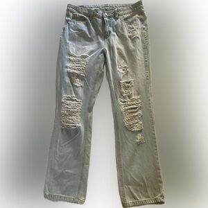 Sound Style Gray Relaxed Fit Distressed Jeans with Straight Leg